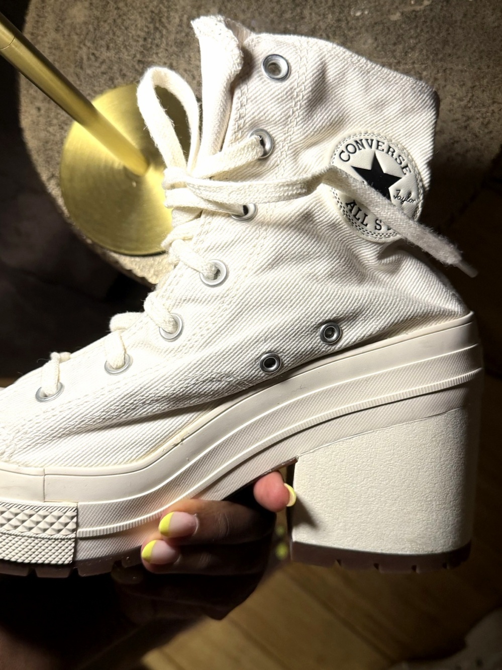 Converse White Platform High-Top Heel Sneakers